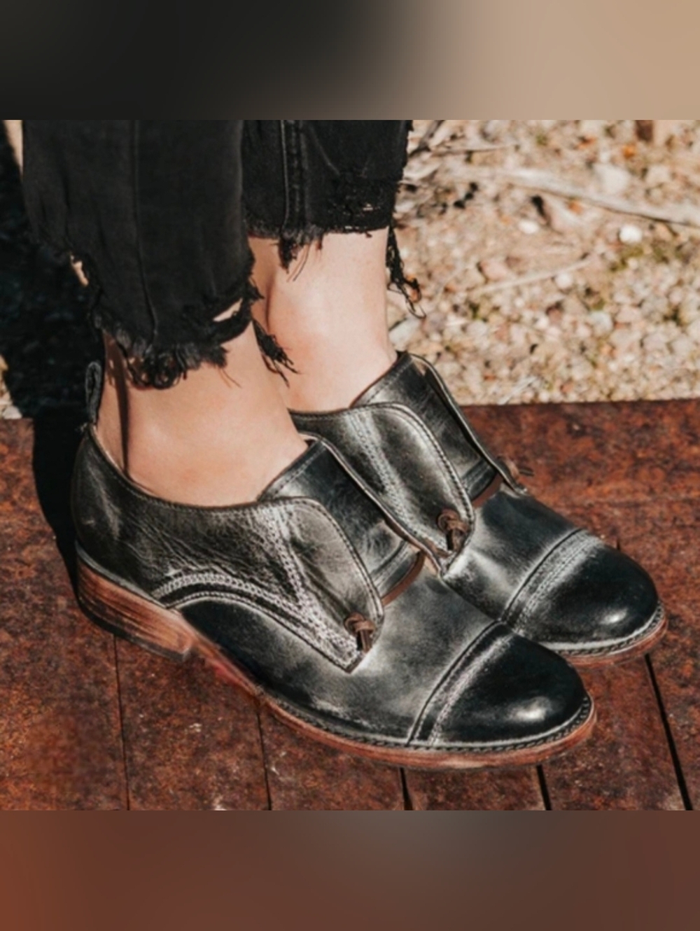 Freebird by Steven | Women’s Mabel Oxfords in Black with Brown Trim, Size 8 - Picture 3 of 10